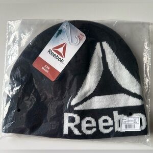 Reebok Men's Icon Knit Beanie Black and White One Size New with Tags